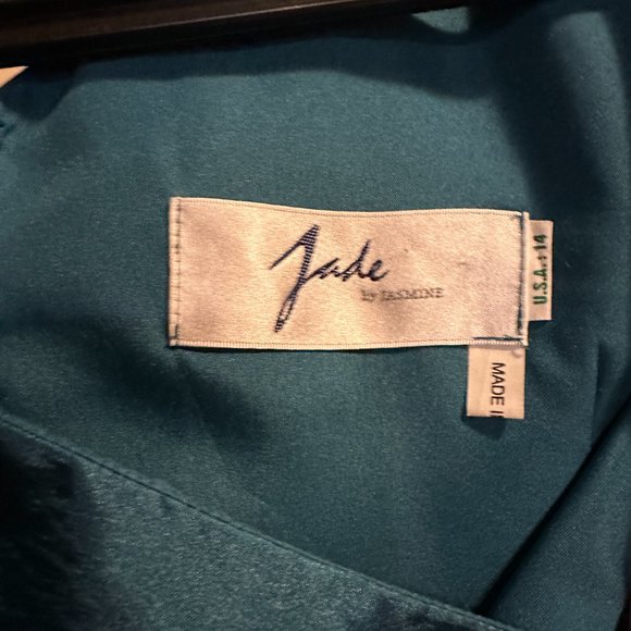 JADE BY JASMINE Women's Teal Satin Dress with Jacket ~ Size 14 - Picture 4 of 6